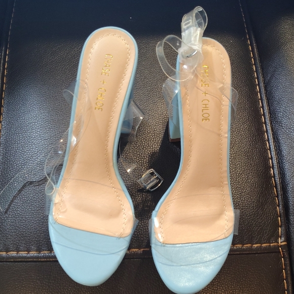 Cape Robbin Light Blue Heels with Clear Straps - Picture 1 of 4